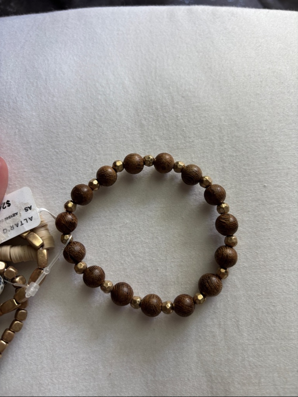 Altar'd State Neutral Taupe and Speckled Bead Bracelet Stack with Tassel - Picture 3 of 6